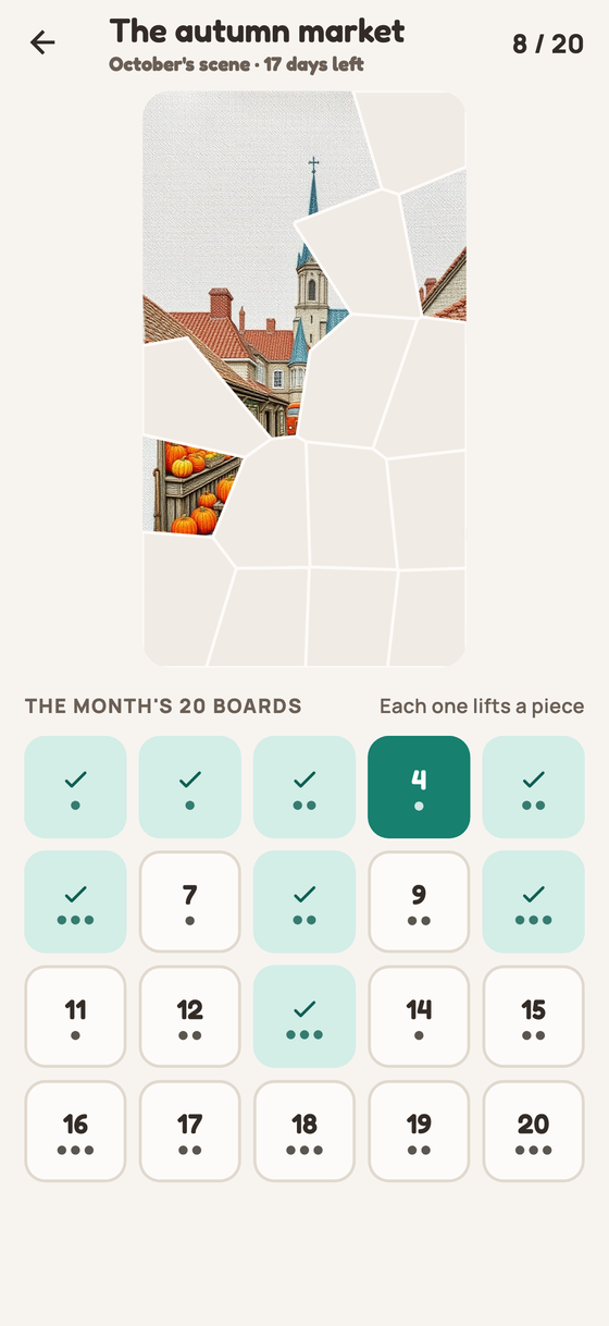 The scene of the month, with some pieces already lifted