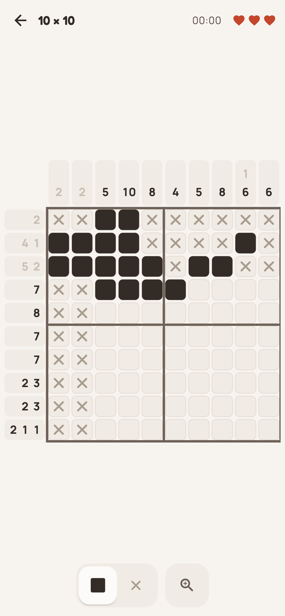 A Korogram board, half solved