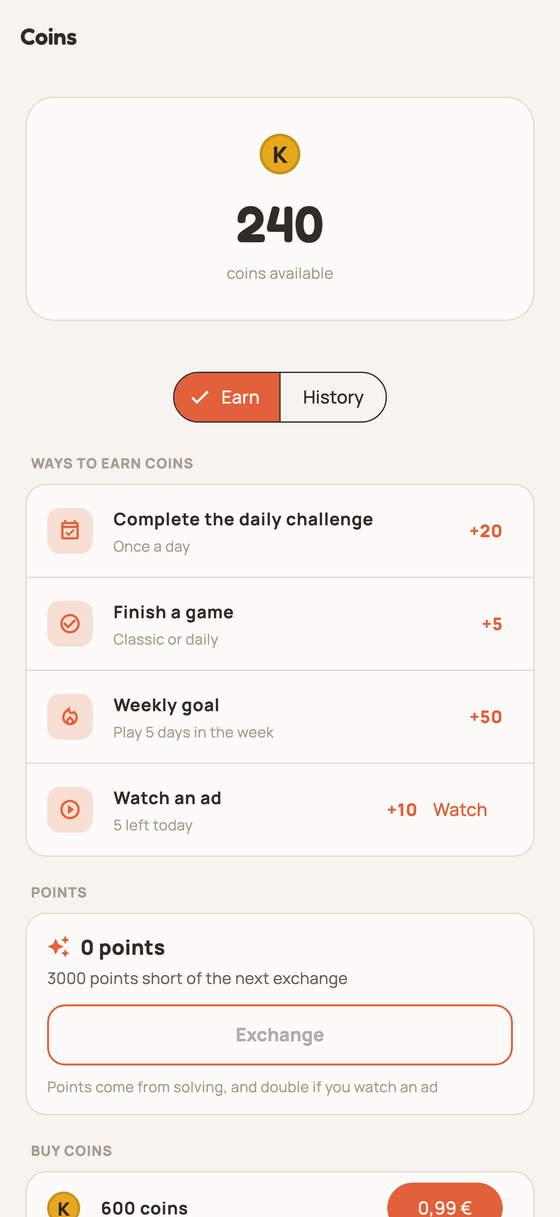 Coin wallet with its history