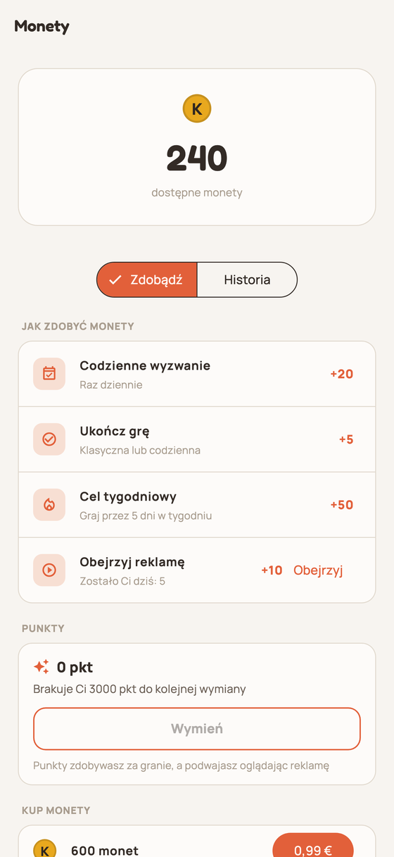 Portfel monet z historią