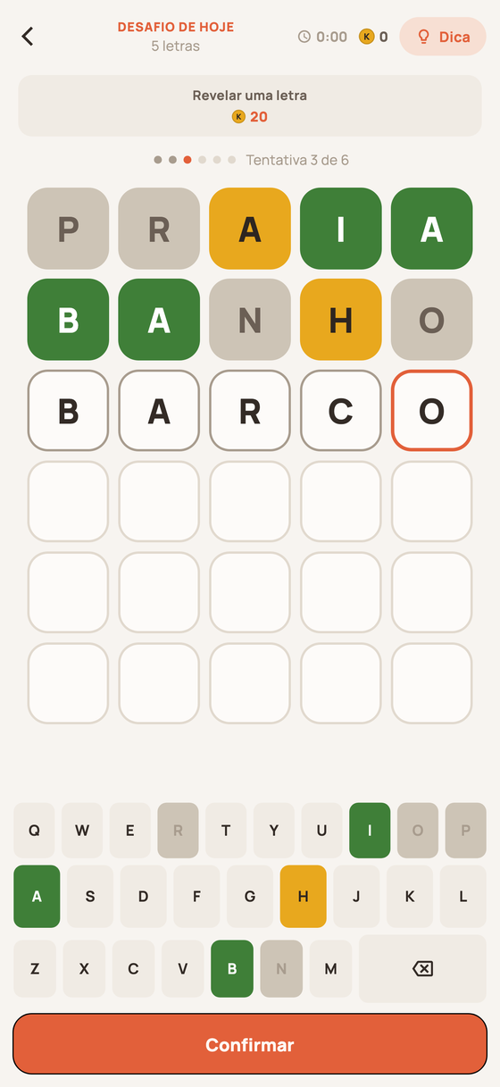 Partida de Koto com o tabuleiro meio resolvido