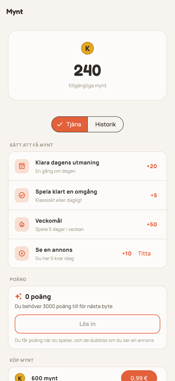 Myntplånbok med historik